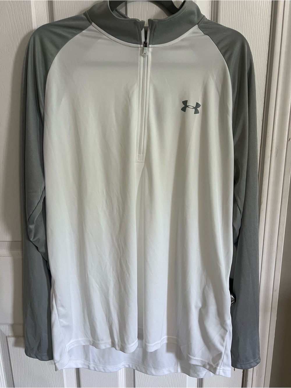 Under Armour White and Gray Half-Zip Performance Top